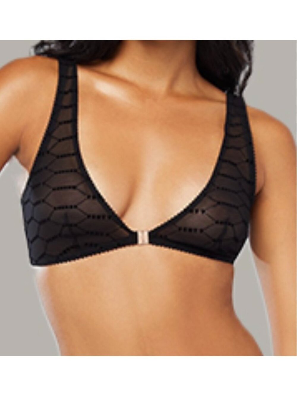 Savage X Fenty Flocked Logo Wireless Bralette Savage Wide Straps Black Coquette